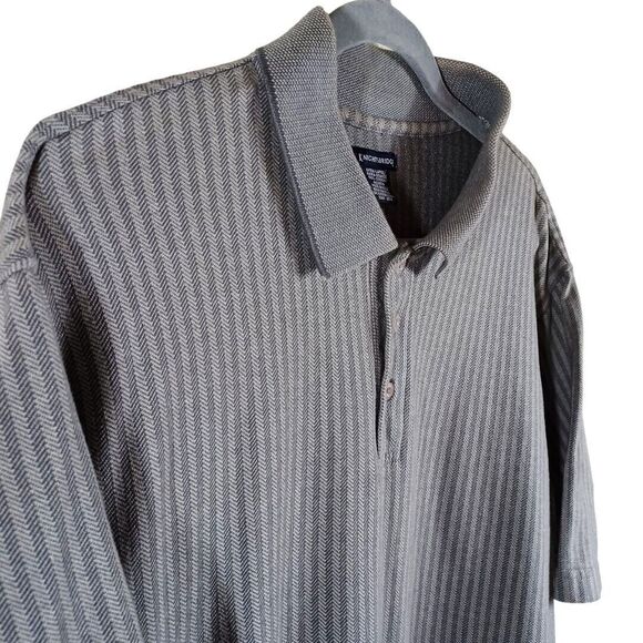 Knightsbridge Golf Polo Shirt Mens Sz XL Grey Striped Short Sleeve Cotton Stripe - Picture 3 of 6